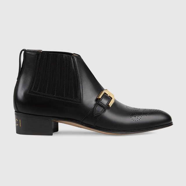 Women's leather ankle boot with G brogue