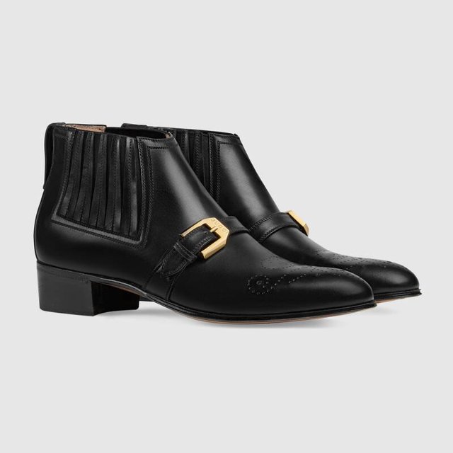 Women's leather ankle boot with G brogue