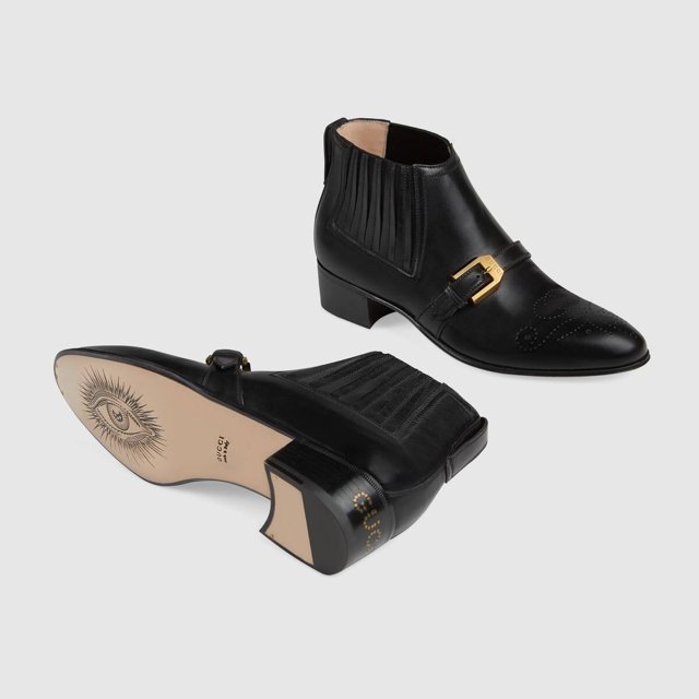 Women's leather ankle boot with G brogue