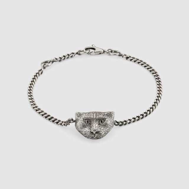 Gucci Garden silver bracelet with cat