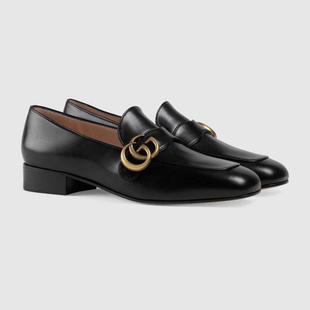 Leather loafer with Double G