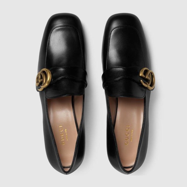 Leather loafer with Double G