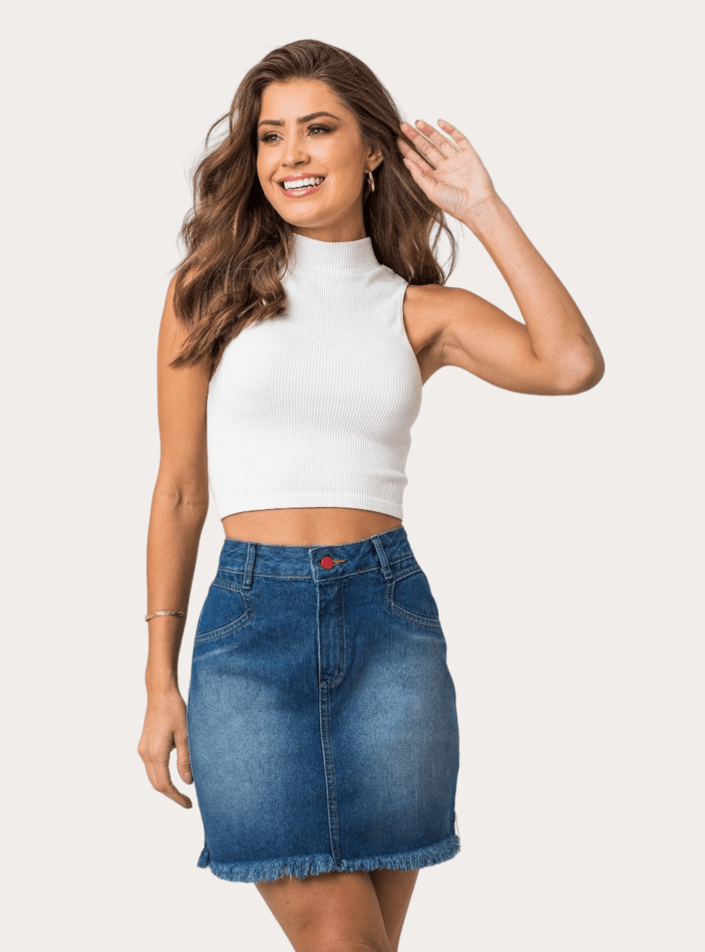 Saias jeans curtas 2024 desfiadas de bico