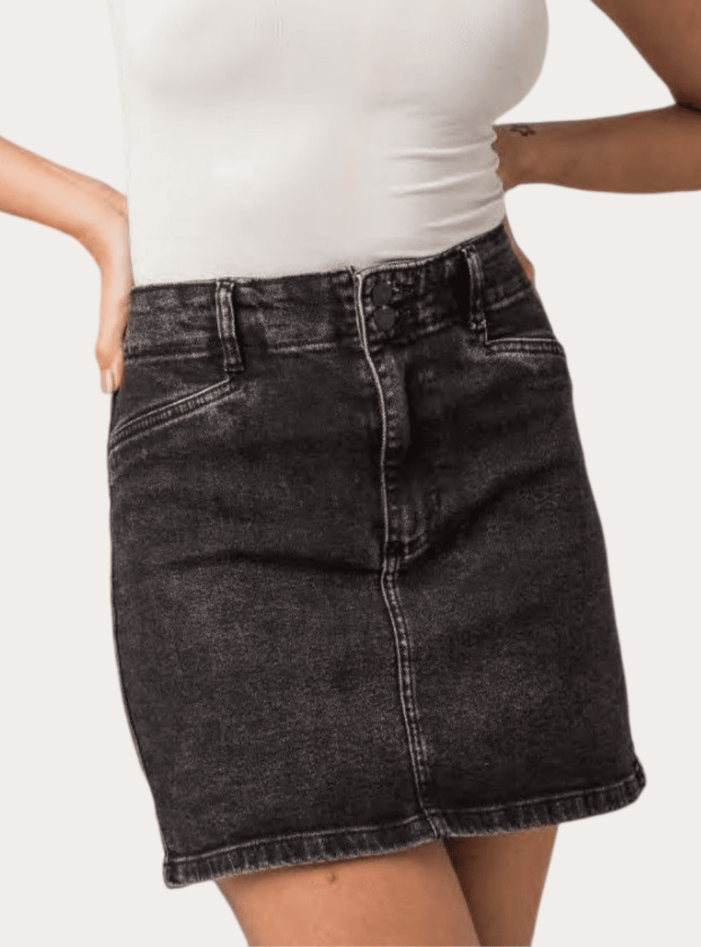 Mini Saia Curta Feminina jeans Com Botões no Cós Moderna