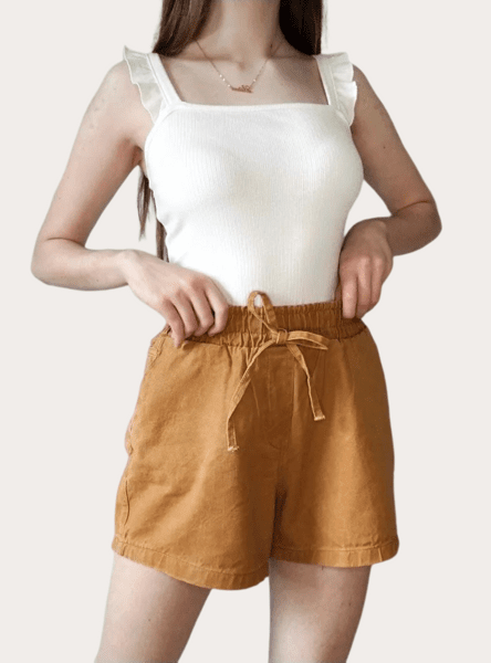 Shorts Feminino Jeans com Modelagem Ampla e Cintura Elástica