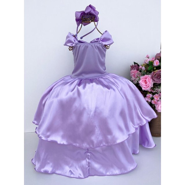 Fantasia vestido infantil princesa Sofia lilás