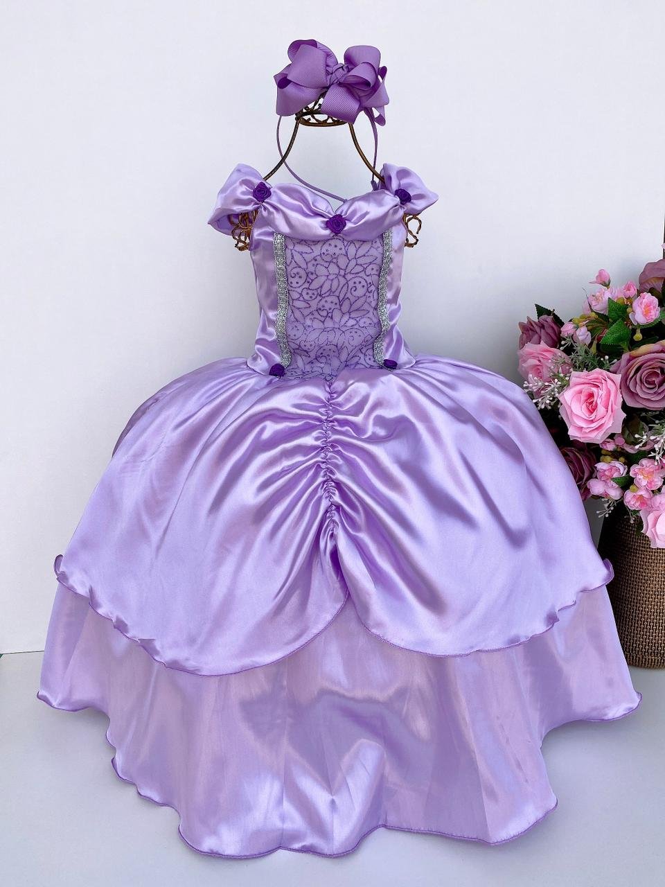 Fantasia vestido infantil princesa Sofia lilás