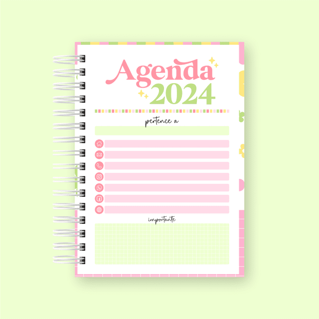 AGENDA 2024 A6 - CAPA FLORAL ROSA - 2DPP