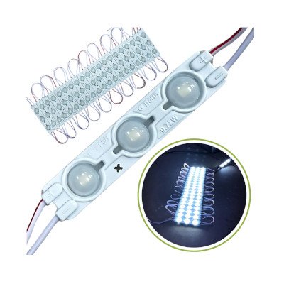 Kit 10 PÇS Módulo De Led 7025 1,7w 3-leds Lente 160º Branco Frio