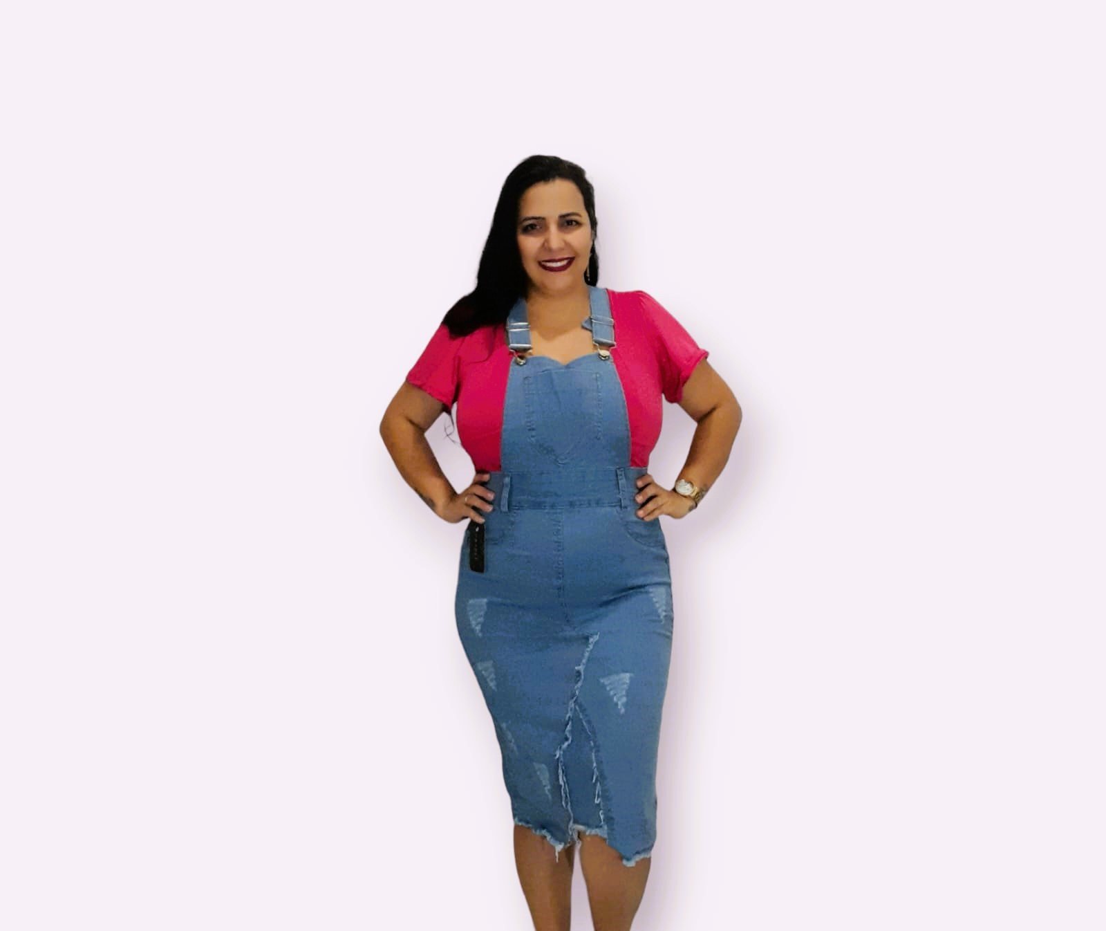 Jardineira salopete plus deals size
