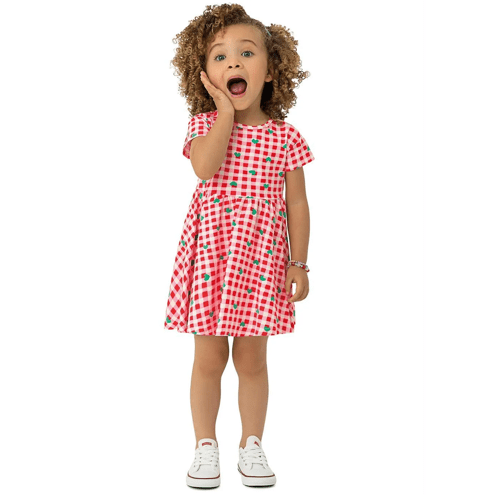 Vestido Infantil Ciganinha Xadrez Vermelho - Big Bless