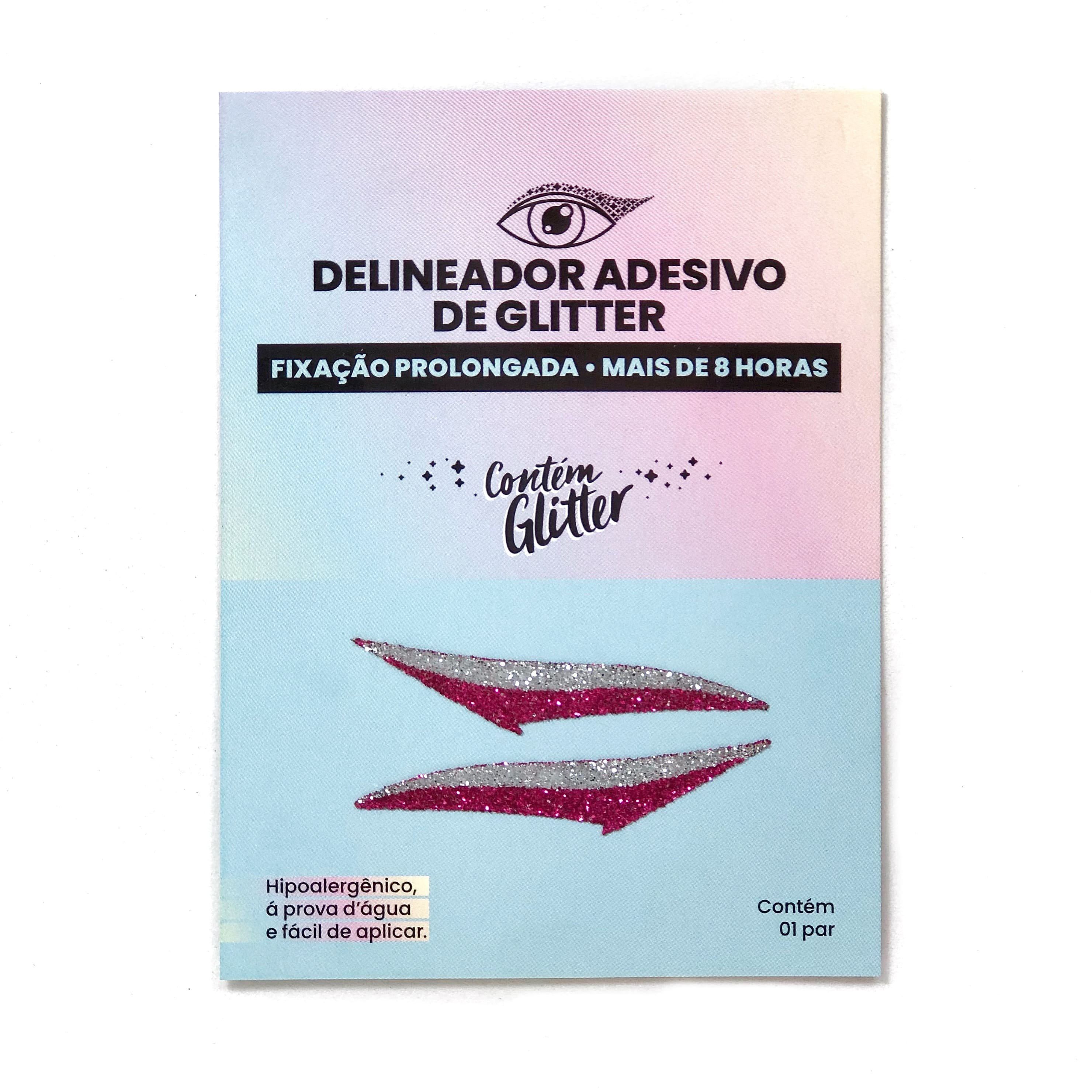 Delineador Adesivo de Glitter | Rosa e Prata