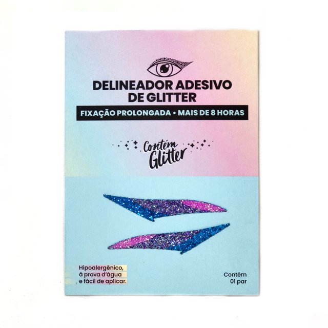 Delineador Adesivo de Glitter | Rosa, Lilás e Azul