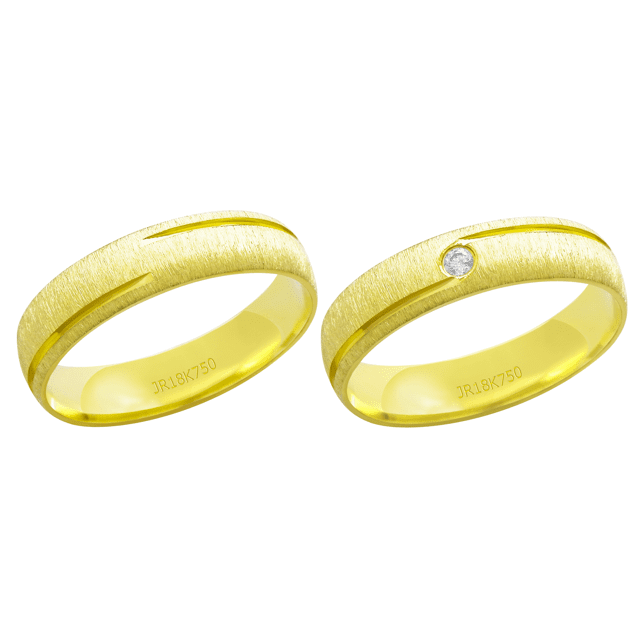 Par de Alianças em Ouro Amarelo e Diamantes 18k AT512T512CC2