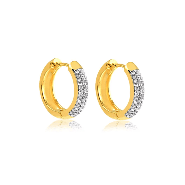 Brinco Pavê em Ouro Amarelo 18k e Zircônias BR1227G18