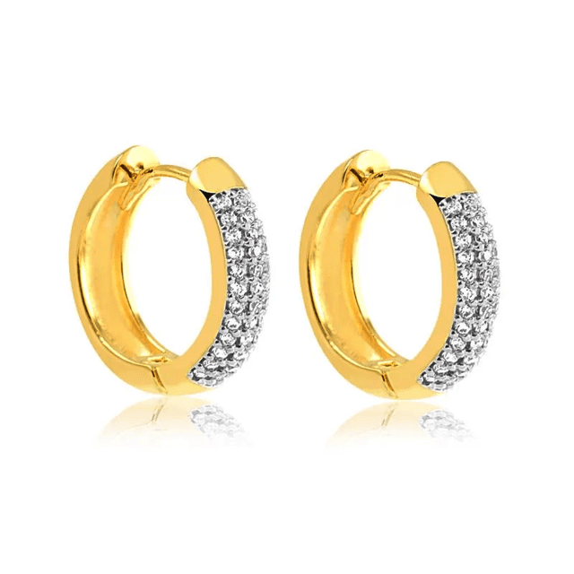 Brinco Pave em Ouro Amarelo 18k e Diamantes BR1227G18D