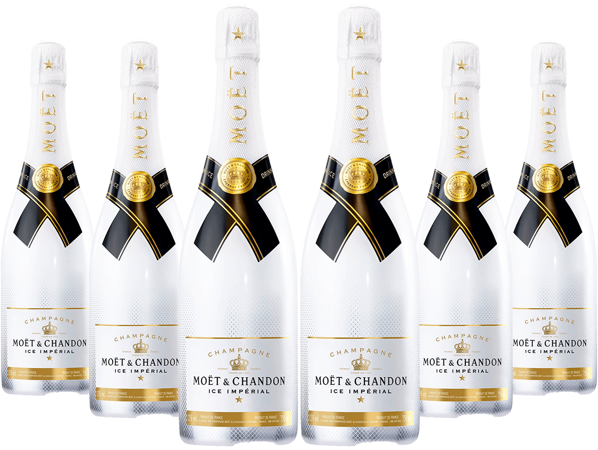 Caixa de Champagne Moët & Chandon Ice Impérial com 6 garrafas Caixa de Champagne Moët & Chandon Ice Impérial com 6 garrafas