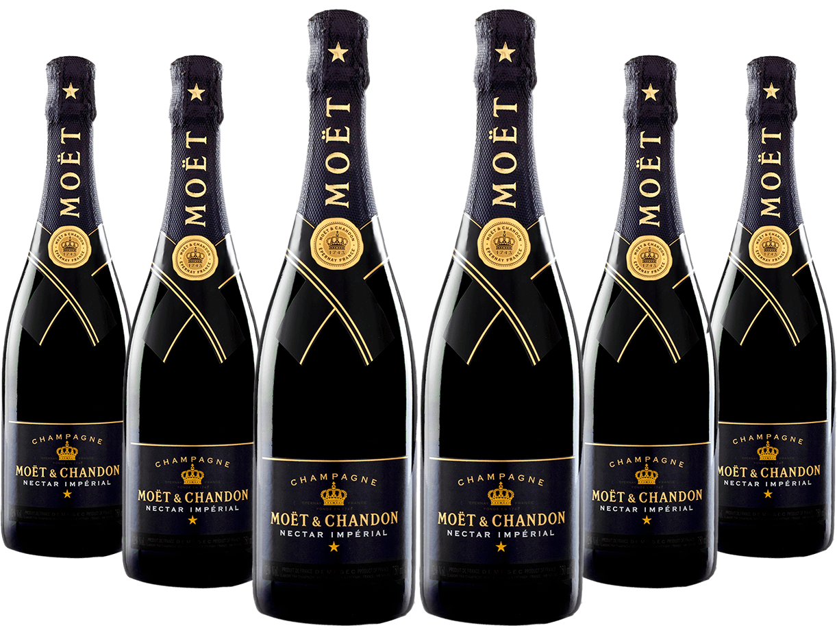 Caixa de Champagne Moët & Chandon Néctar Impérial com 6 garrafas Caixa de Champagne Moët & Chandon Néctar Impérial com 6 garrafas