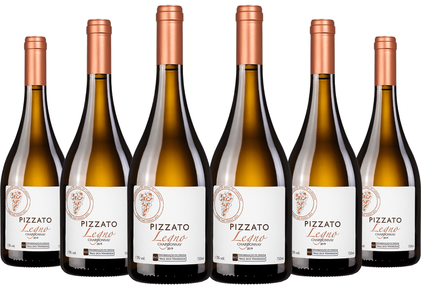 Caixa de Vinho Pizzato Legno Chardonnay D.O.V.V. com 6 garrafas