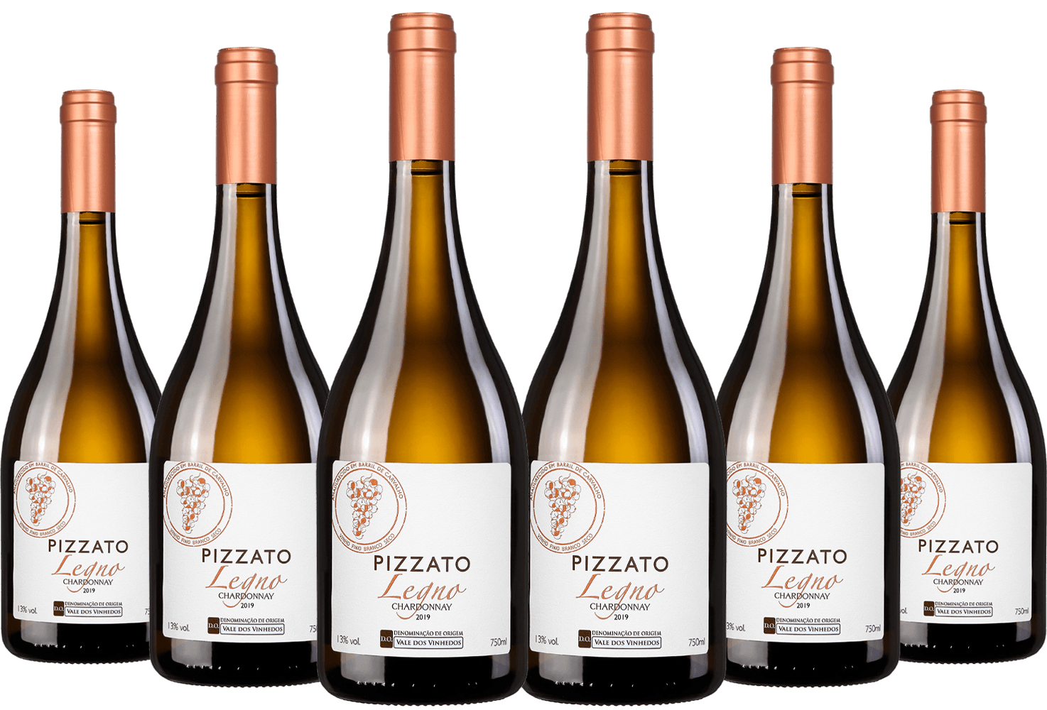 Caixa de Vinho Pizzato Legno Chardonnay D.O.V.V. com 6 garrafas