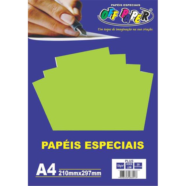 Papel Color Plus Verde Lumi 120g Off Paper 20 Folhas A4 Loja Criandoart 4762