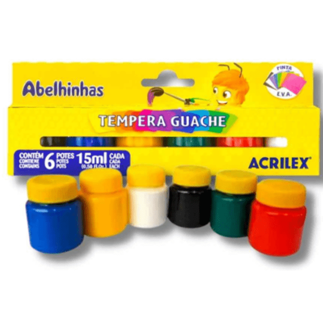 Tempera Guache 6 Cores 15ml Loja Criandoart 6032