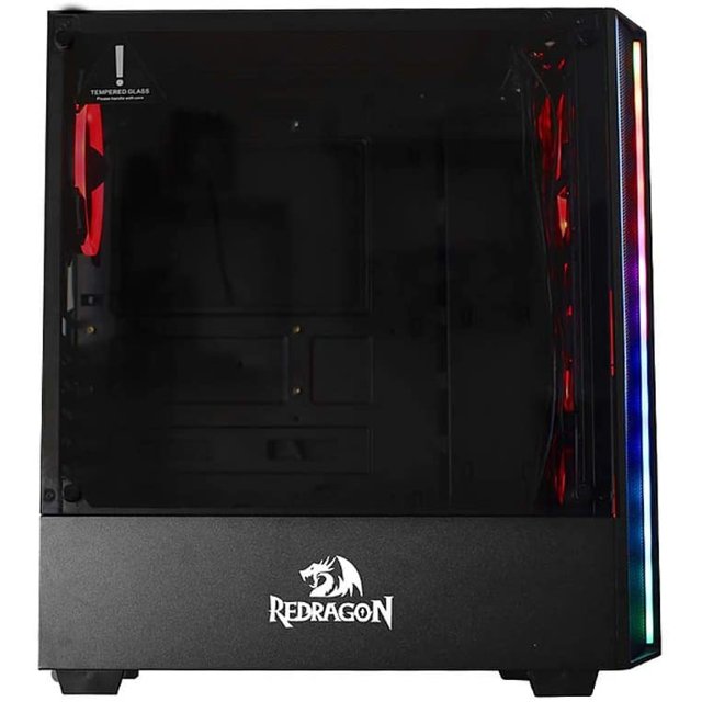 Gabinete Gamer Redragon Grapple Preto Lateral de Vidro Temperado Sem Cooler Sem Fonte