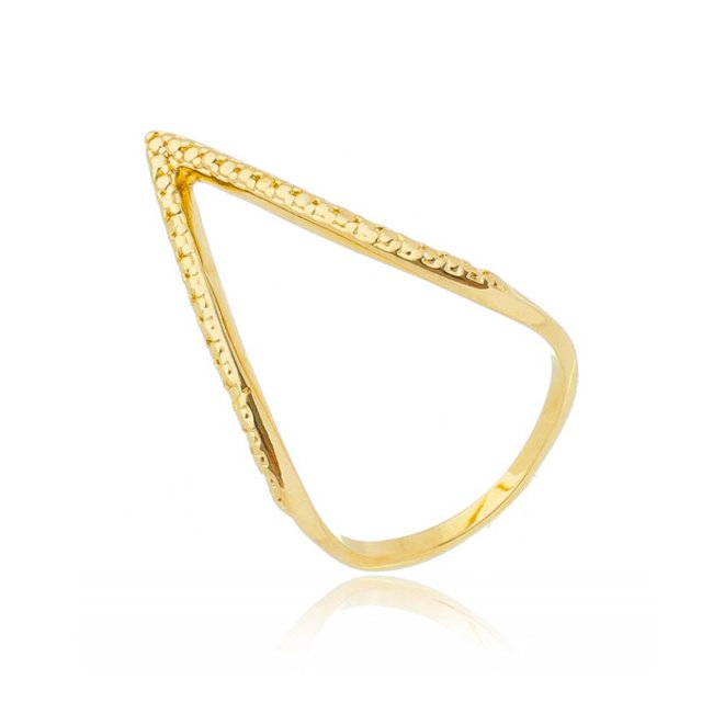 Anel Design Bico Invertido Folheado em Ouro 18k