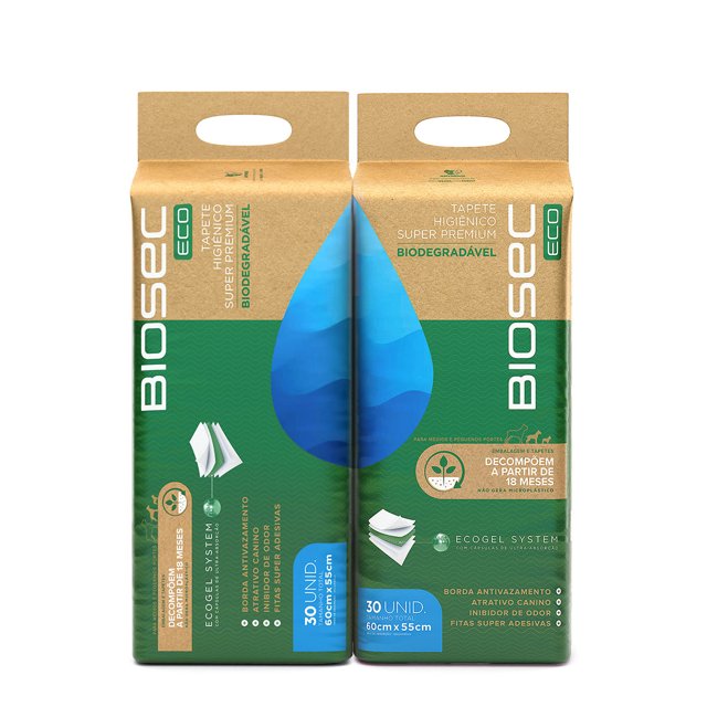 Tapete Higiênico Biodegradável 60x55 (30 Unidades) | Biosec Eco ...