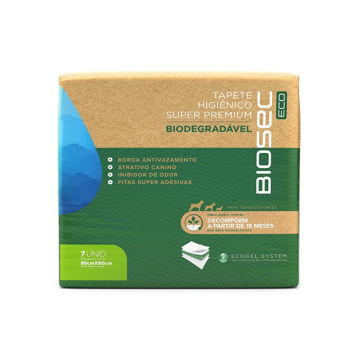 Tapete Higiênico Biodegradável 80x60 (7 Unidades) | Biosec Eco ...