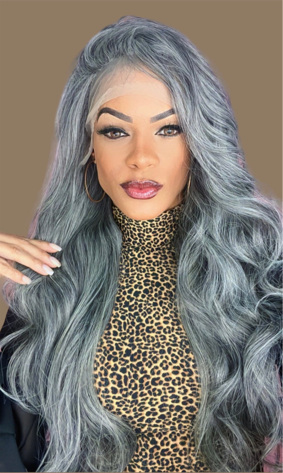 Lace front kama Ondulada Grisalha | Donna Black Wigs