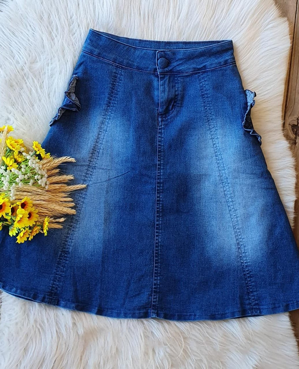 Saias rodadas deals jeans