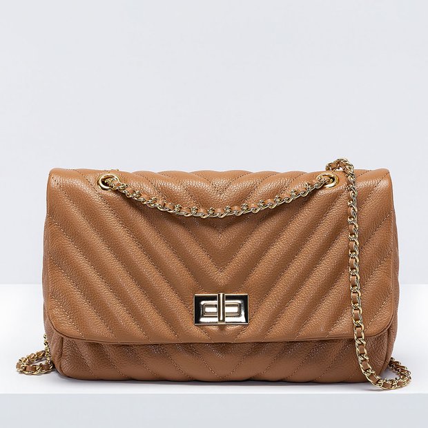 tan quilted bolsa