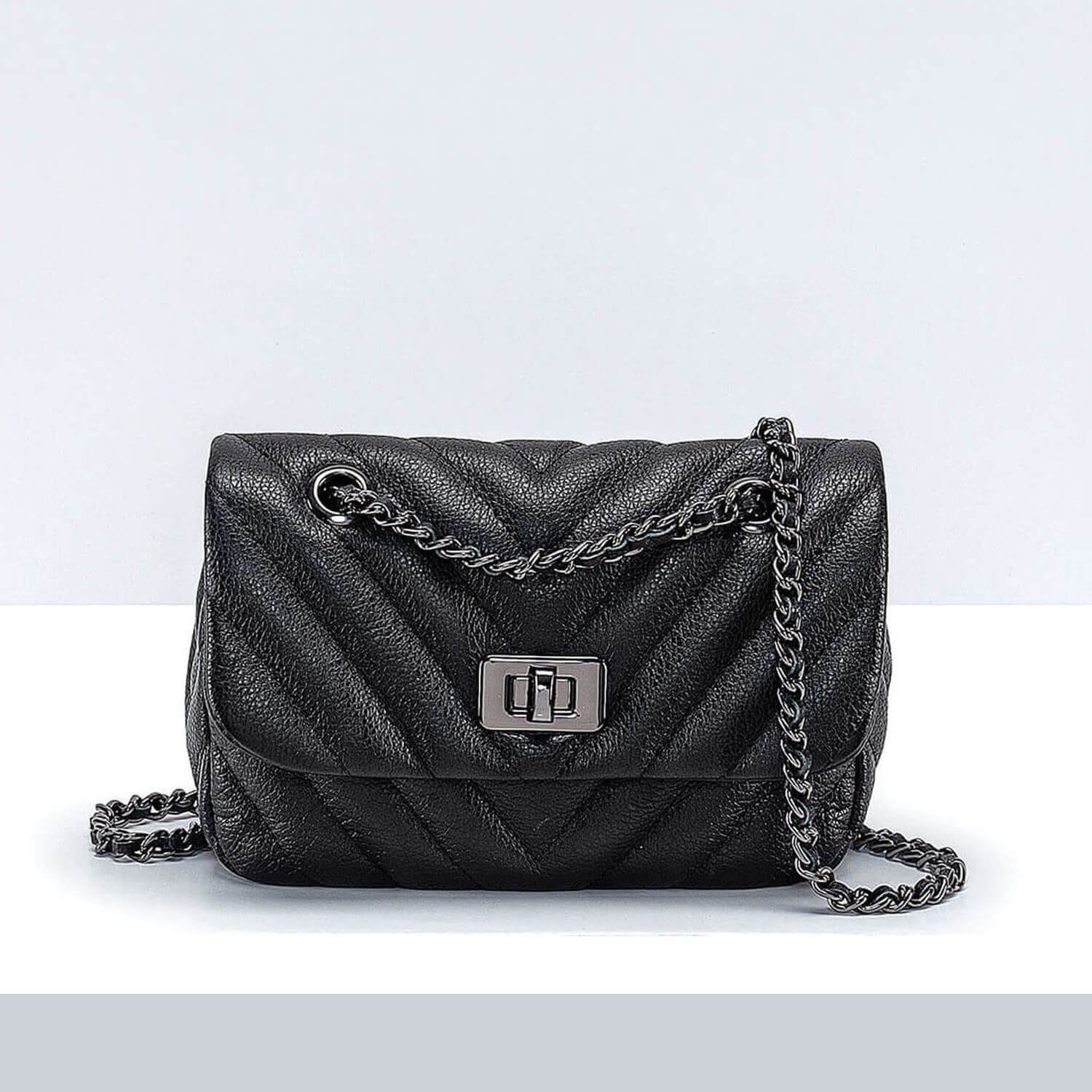 black double chain bolsa