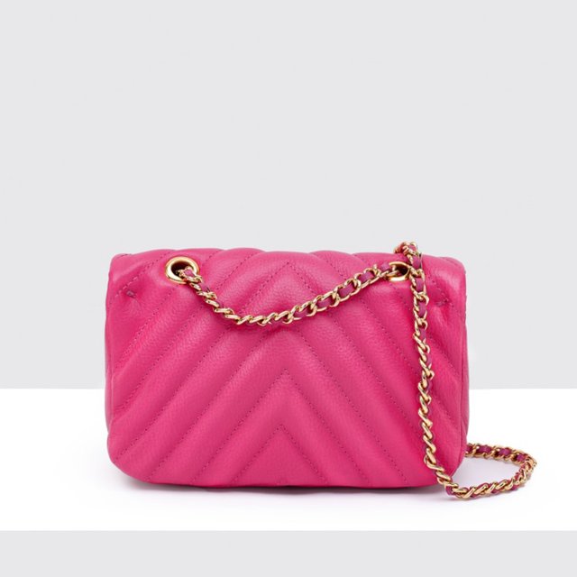 Mini Bag em Couro Pink c/ Matelassê - Mini Livia 2.0