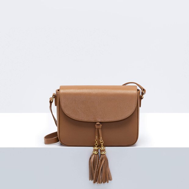 bolsa transversal caramelo couro