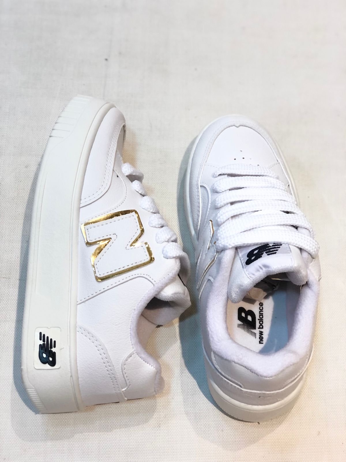 New Balance 574 ホワイト/ゴールド23センチ Tênis New Casual Branco com Dourado | Grandfino calçados