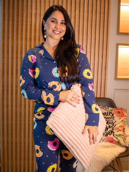 Pijama Americano Luiza Calça e Blusa Donuts
