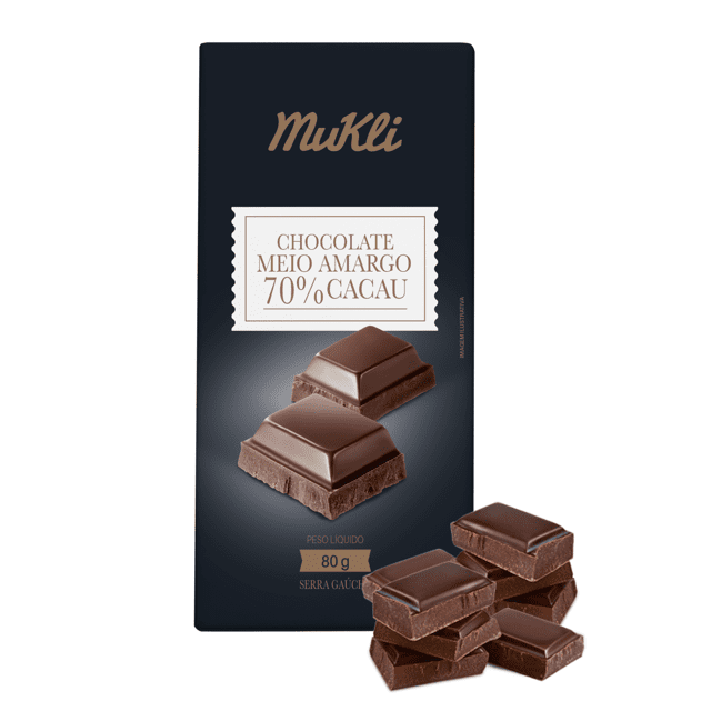 Chocolate Meio Amargo  70% Cacau - 80g