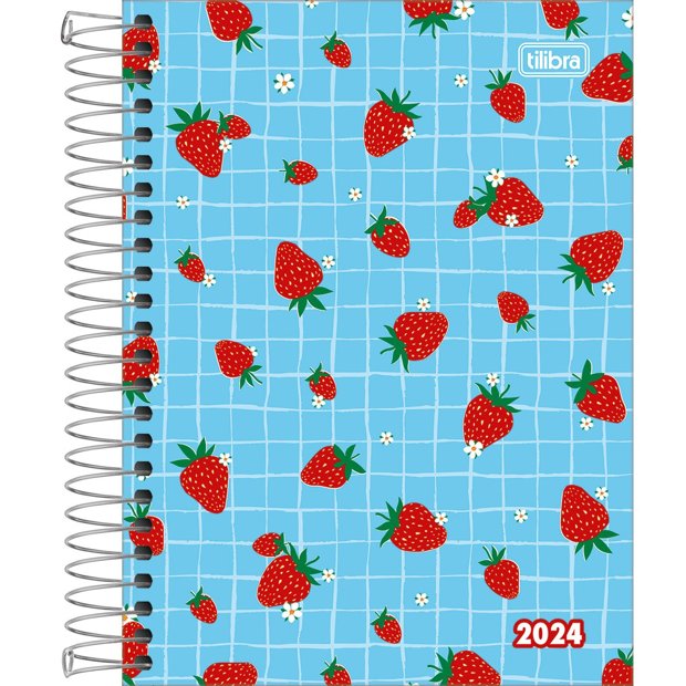 Agenda 2024 Pepper Rosa M4 Espiral - Tilibra - PAPEMIX Papelaria e Presentes