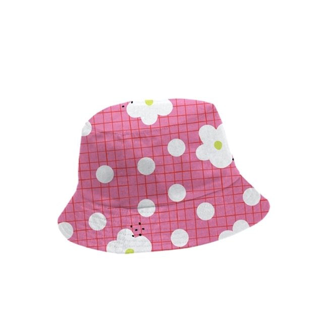 Chapéu Bucket Infantil - Grid Pink Floral