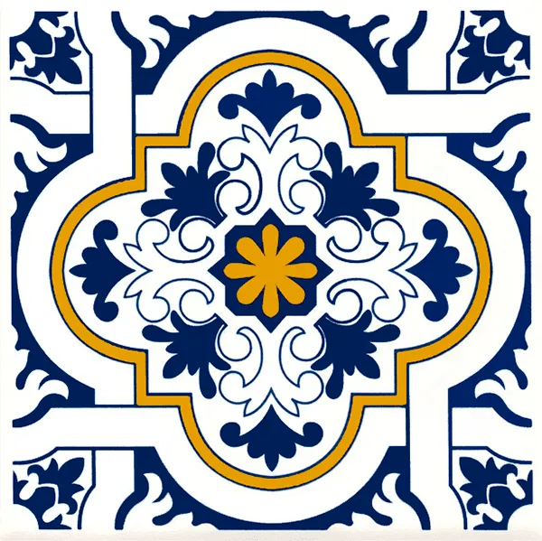 Azulejo Português Home 12 B - Azul Escuro e Amarelo | Loja de Azulejos