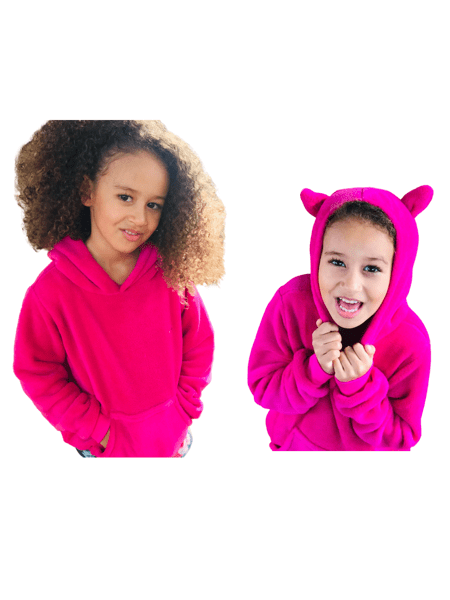 Blusa de frio pelucia orelhinha de gatinho rosa