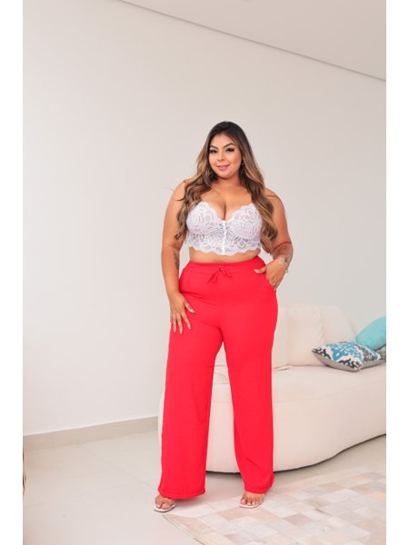 Calça Pantalona Plus Size Feminina Cintura Alta Social GG VESTI SP