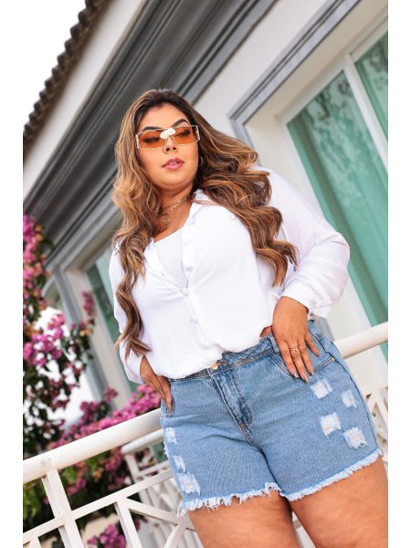 Camisa Branca Feminina Camisa Social Jeans Feminina Cintura Alta