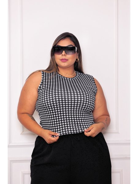 Cropped Regata Plus Size Blusa Feminina Canelada Luxo 46/52