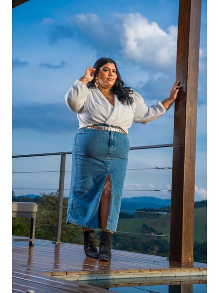 Jeans Longa Saia Jeans Forum Look Saia Branca Usar Saia Midi Saia