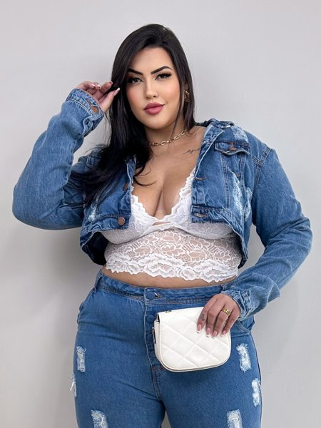 Jaqueta Jeans Curta Jaqueta Plus Plus Size Jaqueta Jeans Com Manga