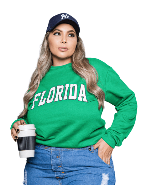 Blusa Moletom Feminino Plus Size Gringa Jaqueta Frio Florida
