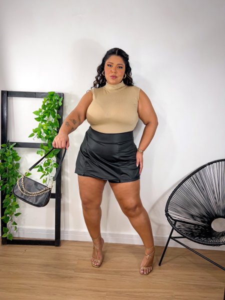 Short Saia Preta Saia Couro Curta Short Saia Curta Plus Size Couro